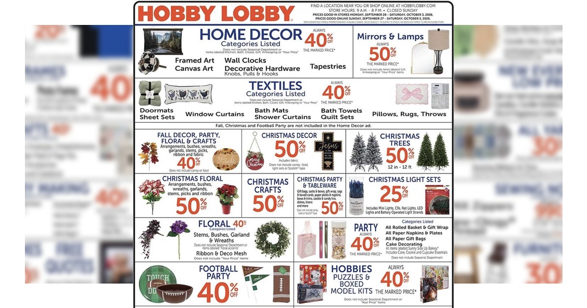 Hobby Lobby Weekly Ad (9/27/26 - 10/3/26) Preview