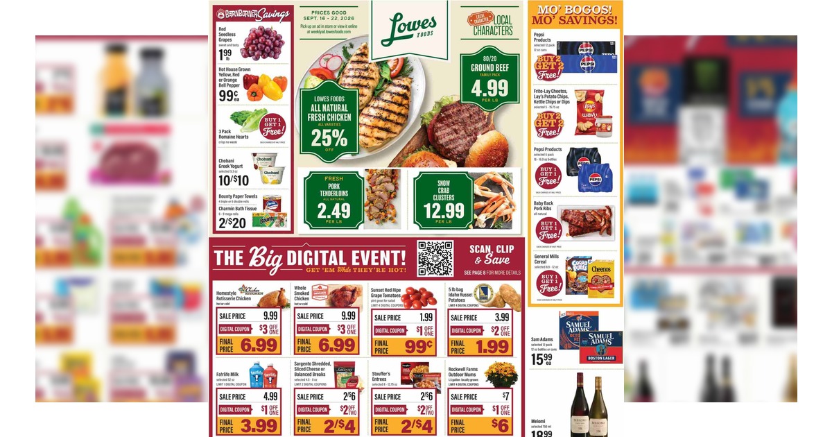 Lowes Foods Weekly Ad (9/16/26 – 9/22/26) Grocery Ad