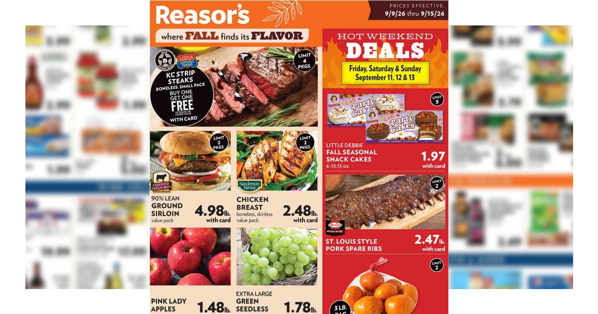 Reasor's Ad (9/9/26 – 9/15/26) Weekly Preview