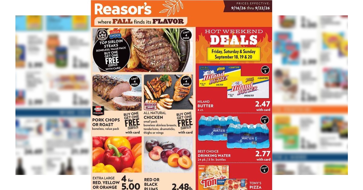 Reasor's Ad (9/16/26 – 9/22/26) Weekly Preview
