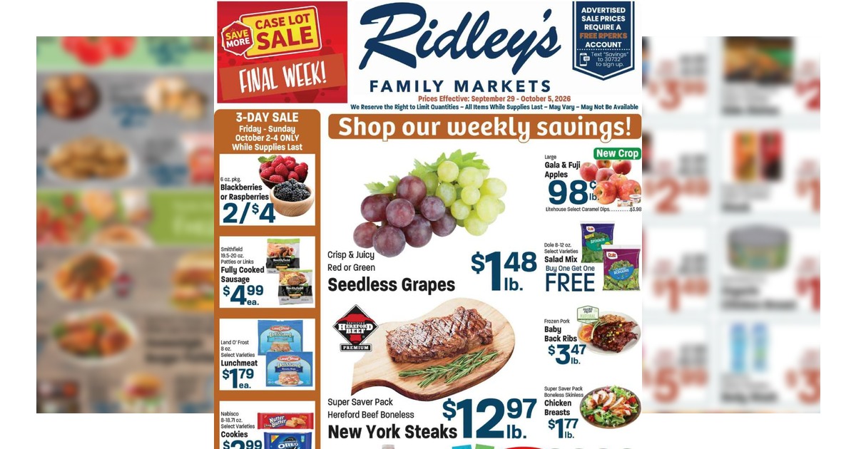 Ridley's Ad (9/29/26 - 10/5/26) Weekly Ad Preview