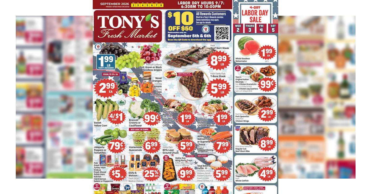 Tony's Ad (9/2/26 – 9/8/26) Tony’s Fresh Market Weekly Ad