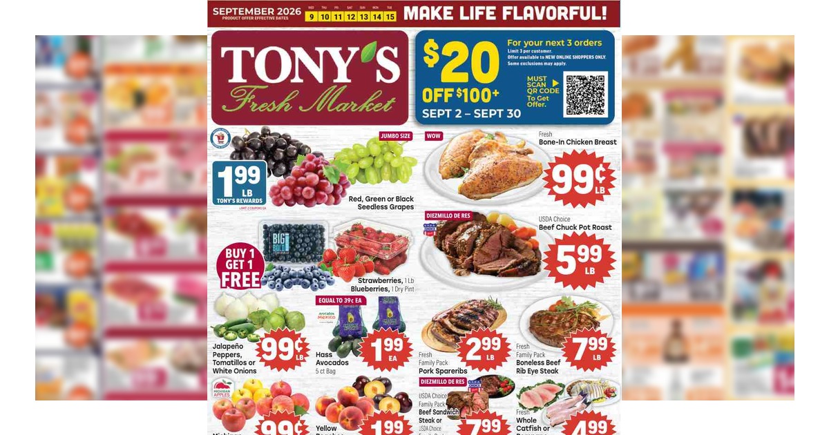 Tony's Ad (9/9/26 – 9/15/26) Tony’s Fresh Market Weekly Ad