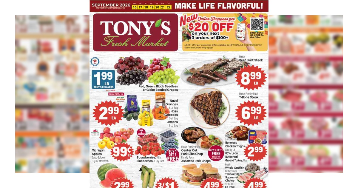 Tony's Ad (9/16/26 – 9/22/26) Tony’s Fresh Market Weekly Ad