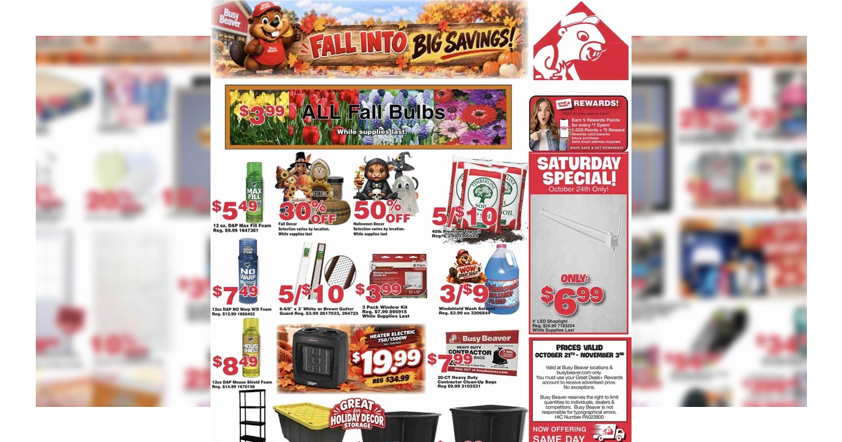 Busy Beaver Weekly Ad (10/21/26 – 11/3/26) Preview!