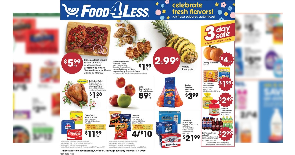 Food 4 Less Weekly (10/7/26 – 10/13/26) Ad Preview!