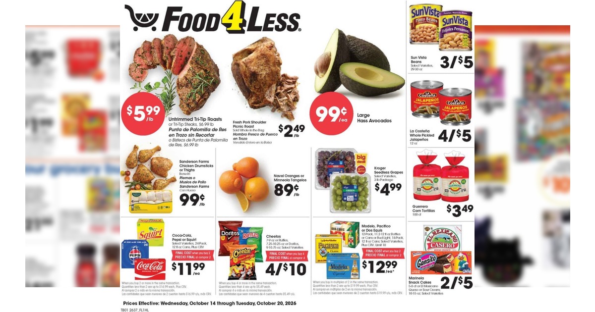 Food 4 Less Weekly (10/14/26 – 10/20/26) Ad Preview!