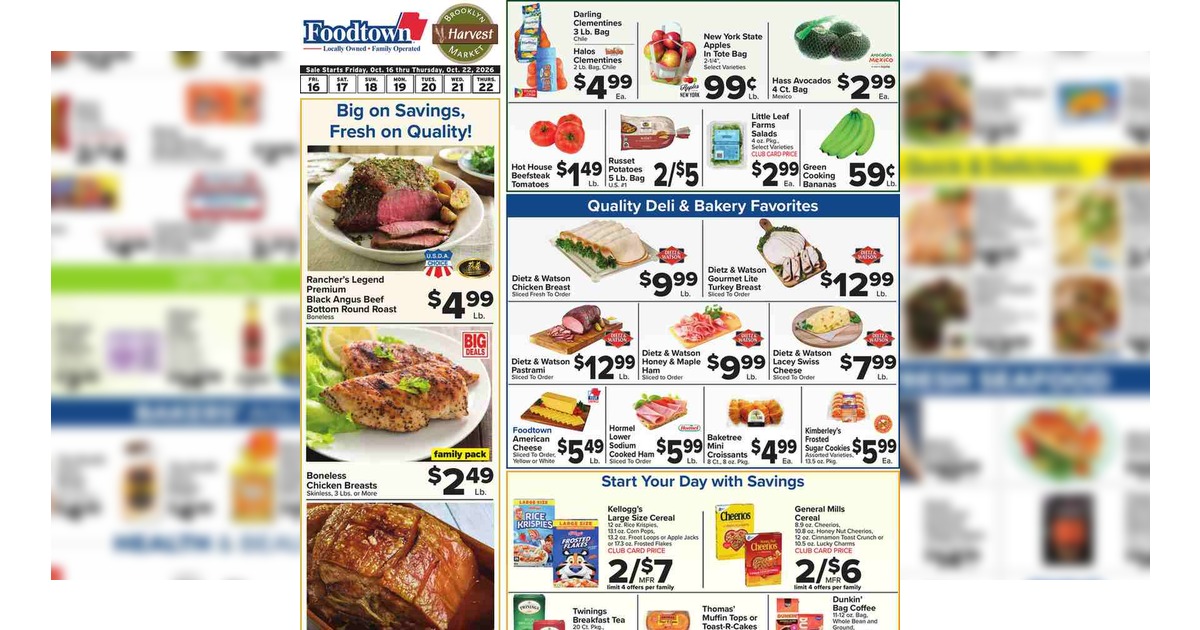 Foodtown Weekly Ad (10/16/26 - 10/22/26) Circular Preview