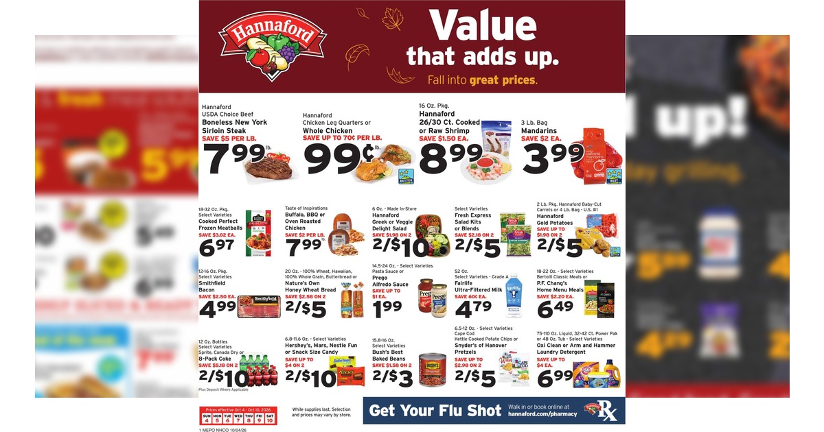 Hannaford Flyer (10/4/26 – 10/10/26) Weekly Ad Preview