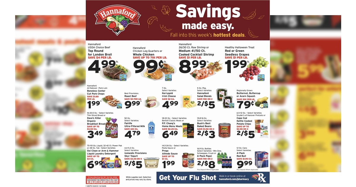 Hannaford Flyer (10/18/26 – 10/24/26) Weekly Ad Preview