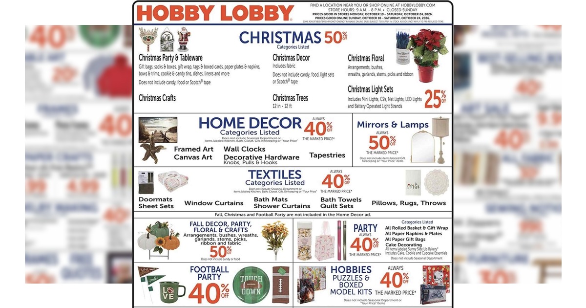 Hobby Lobby Weekly Ad (10/18/26 - 10/24/26) Preview