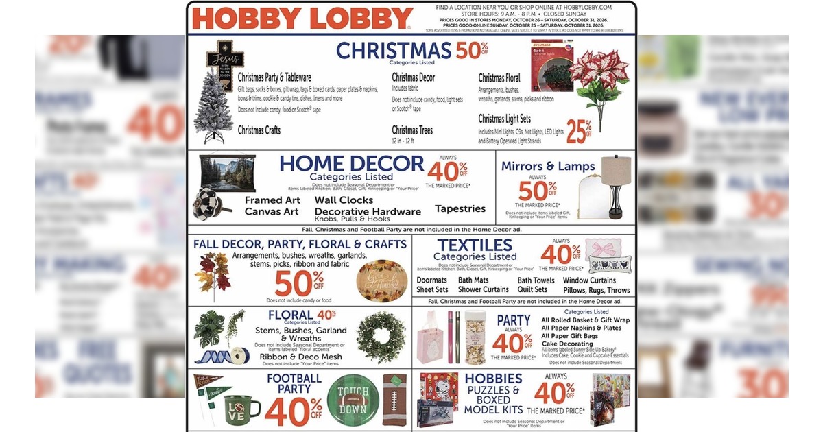 Hobby Lobby Weekly Ad (10/25/26 - 10/31/26) Preview