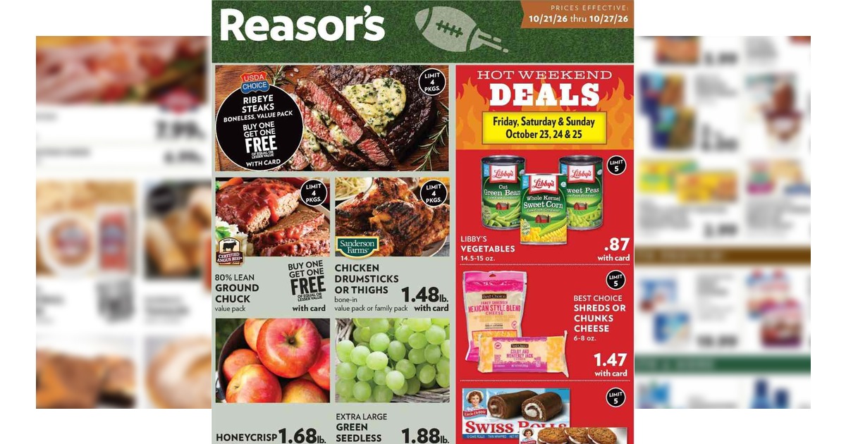 Reasor's Ad (10/21/26 – 10/27/26) Weekly Preview