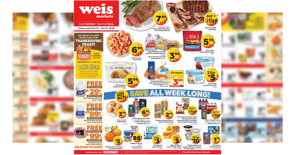 Weis Weekly Ad (10/15/26 - 10/21/26) Early Flyer Preview
