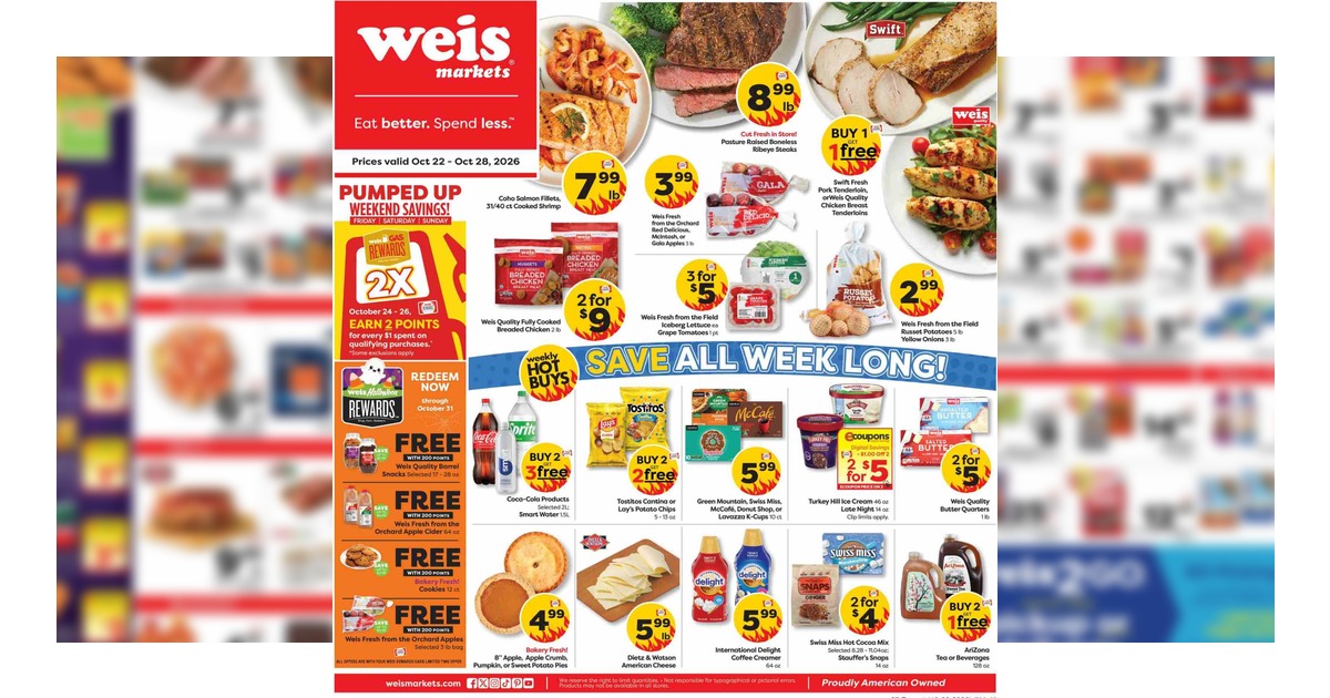 Weis Weekly Ad (10/22/26 - 10/28/26) Early Flyer Preview