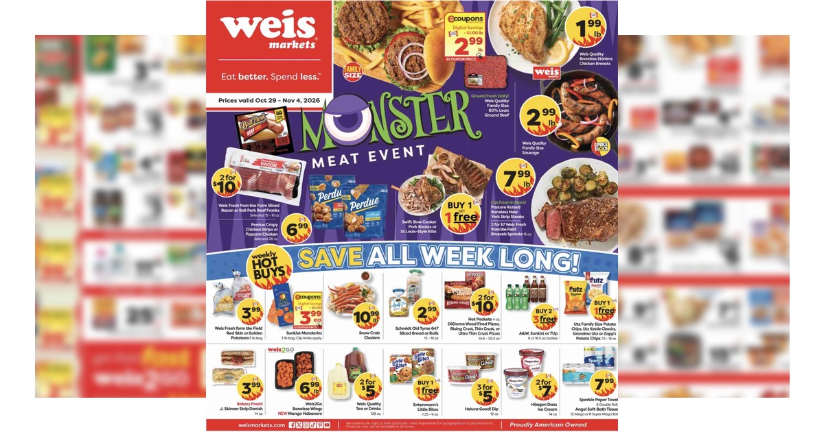 Weis Weekly Ad (10/29/26 - 11/4/26) Early Flyer Preview